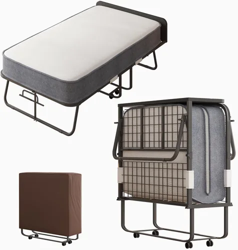 ijuicy Cama plegable, cama plegable de 75 x 38 pulgadas con colchón de 5 pulgadas de grosor mejorado para adultos con funda de almacenamiento,