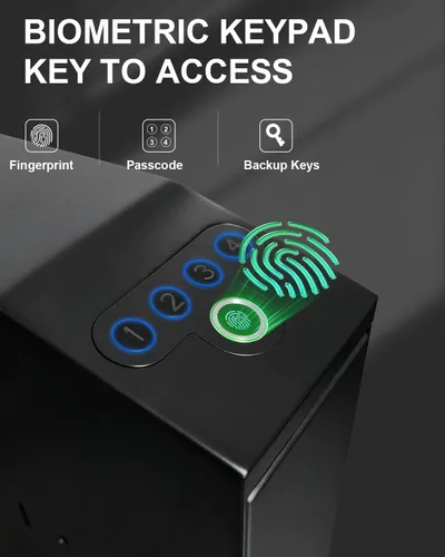 Miniatura 2 de Caja fuerte biométrica para pistola con puerta corredera automática – 0.1s de acceso rápido para pistola de seguridad para mesita de noche