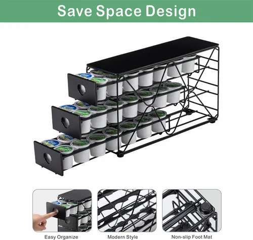 Miniatura 4 de Flagship Soporte para Cápsulas K de 3 Niveles Organizador de Cápsulas de Café para Ahorrar Espacio en Encimera de Cocina (Capacidad para 42 Cápsulas)