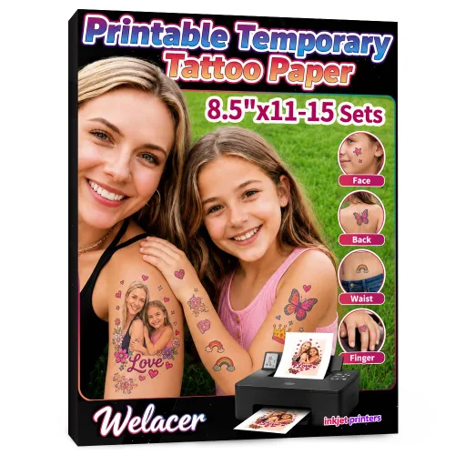 Miniatura 11 de 8 hojas de papel de tatuaje temporal imprimible para impresora de inyección de tinta, 8.5 x 11 pulgadas, hojas de transferencia de diseño
