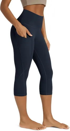 Miniatura 160 de ODODOS - Leggings capri de cintura alta para mujer con bolsillos, control de abdomen, no se transparentan, para entrenamiento atlético, running