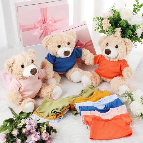 Miniatura 3 de Skylety 12 piezas de camisetas de oso de peluche DIY ropa de oso de peluche camiseta básica camiseta de juguete clásico cuello redondo ropa