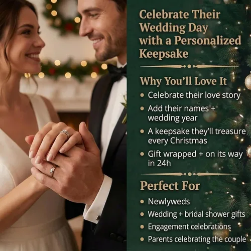 Miniatura 8 de Adorno personalizado de primera Navidad para casados 2026 Adornos de Navidad para parejas de nieve grabados con láser para árbol Regalo