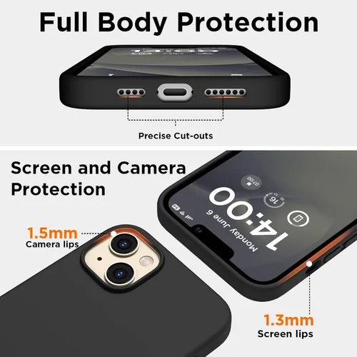 Miniatura 3 de Funda de silicona diseñada para iPhone 14 Plus, con 2 protectores de pantalla, funda protectora de cuerpo completo a prueba de golpes, funda delgada