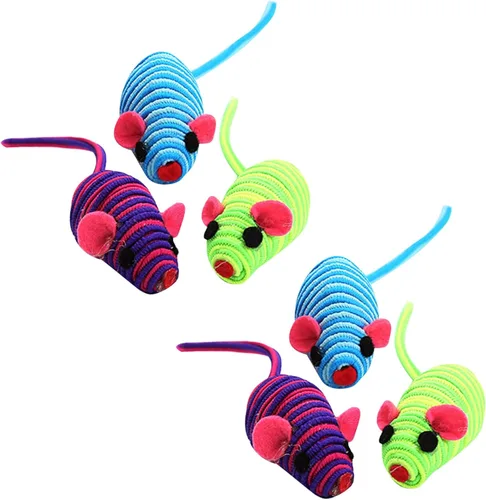 jojofuny 6pcs Elastic Rope Mouse for Cats and Kittens Interactive Cat Spring with Bright Colors Realistic Playful Design for Active Indoor Play and