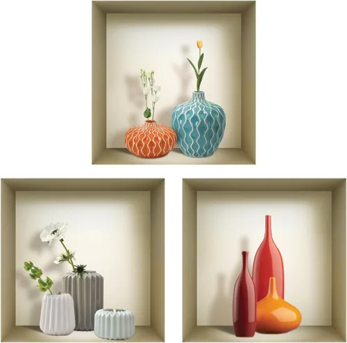 Miniatura 6 de Arte de pared 3D, juego de calcomanías de nicho, decoración de pared 3D, calcomanías de pared para sala de estar, calcomanías de pared