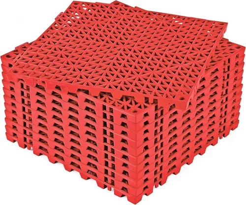 Miniatura 11 de ToLanbbt Cojín modular entrelazado 8P de 11.8 x 11.8 pulgadas, agujeros de drenaje de goma entrelazados antideslizantes para cubierta, ducha