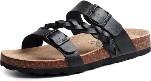 Miniatura 11 de KIDMI Sandalias con plantilla de corcho para mujer con soporte de arco, cómodas sandalias deslizantes con hebilla ajustable para el verano