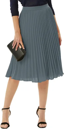 Miniatura 129 de GRACE KARIN - Falda plisada de gasa para mujer, con cintura alta y elástica, vuelo, corte acampanado y longitud por debajo de la rodilla
