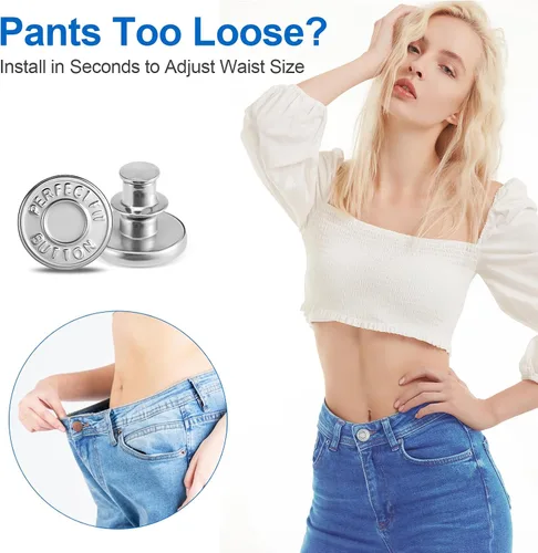 Miniatura 4 de Ceryvop 12 juegos de botones para jeans sueltos, reemplazo instantáneo sin costura y sin herramientas, botón de presión para pantalones, ajustador