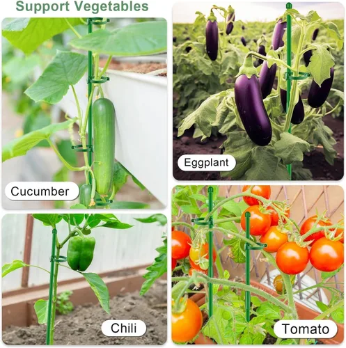 Miniatura 7 de Estacas para plantas de 17 pulgadas, soporte SupKing para orquídeas con clips, 10 postes para plantas de jardín extendidos a 3/4/5 pies