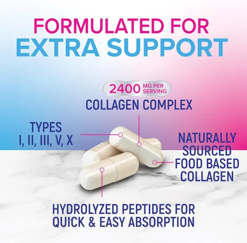 Miniatura 7 de Píldoras de colágeno múltiple de 2400 mg – Tipos avanzados I, II, III, V, X – Píldoras de péptidos de colágeno hidrolizados, suplementos de colágeno