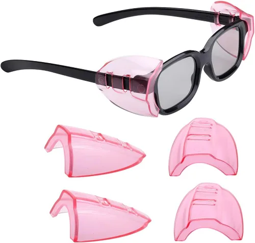 2 pares de protectores laterales de gafas de seguridad, grandes, protectores laterales deslizantes, se adaptan a marcos de anteojos pequeños a