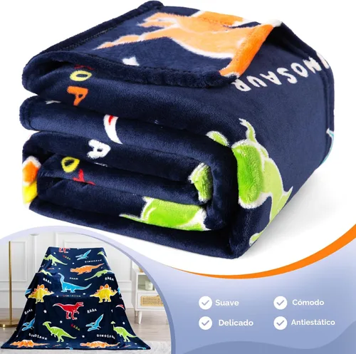Miniatura 5 de Jekeno Manta de dinosaurio que brilla en la oscuridad, manta de regalo de dinosaurio para niños y niñas, cumpleaños, Navidad, Halloween, decoración