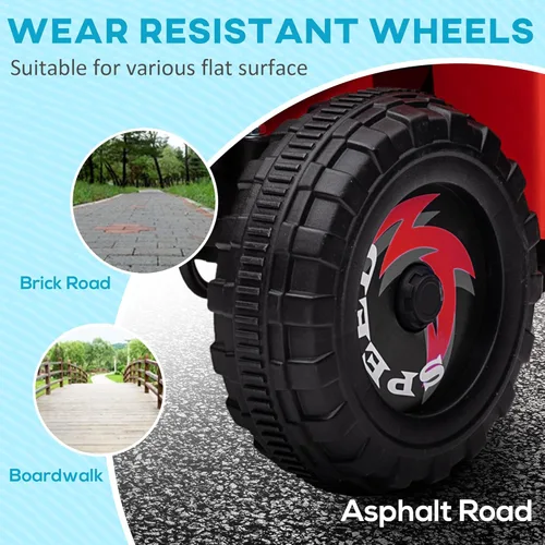 Miniatura 6 de Aosom Coche cuatrimoto para niños con remolque trasero, automóvil eléctrico de 6 V con función de avance hacia atrás, ruedas resistentes al Rojo
