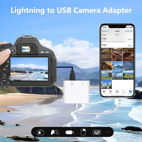 Miniatura 4 de [Certificado MFi de Apple] Adaptador de cámara Lightning a USB con puerto de carga para iPhone, cable OTG USB 3.0 hembra para iPad para conectar