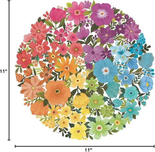 Miniatura 6 de Ravensburger Circle of Colors: Flowers - Rompecabezas redondo de madera de 500 piezas para adultos y niños, diseño único de piezas, vibrante y sin