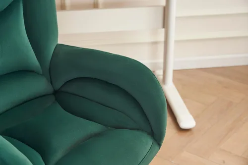 Miniatura 6 de Velvet Swivel Desk Chair with Gold Base - 360° Rotating Office Chair with Ergonomic Tufted Backrest, Thick Sponge Cushion & Universal Wheels for