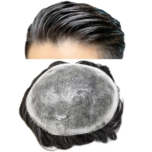 Miniatura 21 de LYRICAL HAIR Toupee for Men Human Hair Replacement System Injected Poly Skin Male Prothesis Durable PU Mens Hairpiece Wig 5"X7" #1 Jet Black 120%