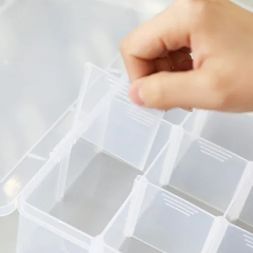 Miniatura 3 de Caja de almacenamiento de cinta Washi, caja de plástico con 6 compartimentos y ranuras de rejilla para joyería, herramienta de cuentas para cinta