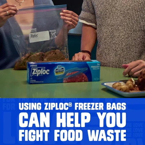 Miniatura 5 de Bolsas Ziploc de almacenamiento de alimentos para congelador de un galón, diseño que se mantiene abierto, fáciles de llenar, 80