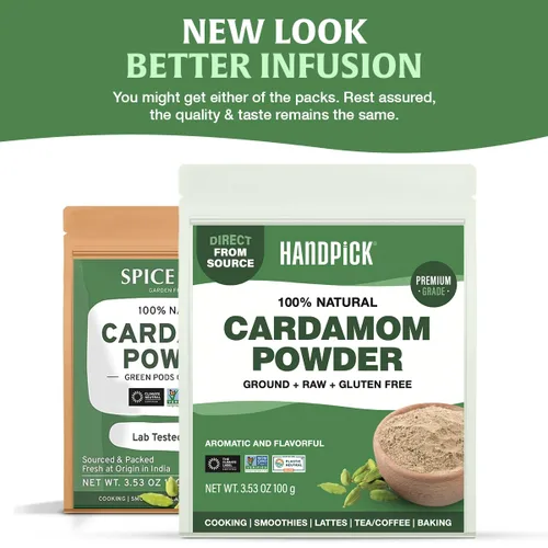 Miniatura 3 de Polvo de cardamomo (100g/3.53oz), sin gluten, Elaichi molido crudo para cocinar, batidos, lattes, té Masala, empaquetado en bolsa resellable