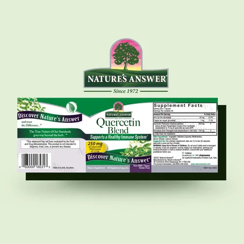Miniatura 2 de Nature's Answer Quercetin Blend 60 cápsulas de apoyo respiratorio* Apoyo inmunológico* Sin gluten Kosher Vegetariano Vegano Sin OMG