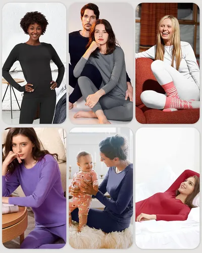 Miniatura 7 de WEERTI Ropa interior térmica larga de cabeza a pies para mujeres, con forro de vellón, capa base para climas fríos