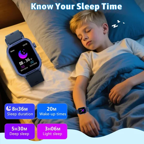 Miniatura 7 de Reloj inteligente para niños y niñas, relojes para niños con 19 modos deportivos, frecuencia cardíaca, monitor de sueño, podómetro, reloj Azul
