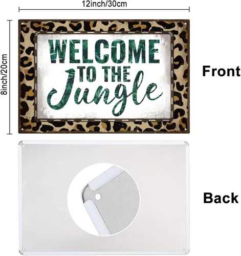 Miniatura 2 de GLOBLELAND Letrero de lata vintage de selva de 8 x 12 pulgadas con texto en inglés "Welcome To The Jungle" retro con texto en inglés "Welcome To The