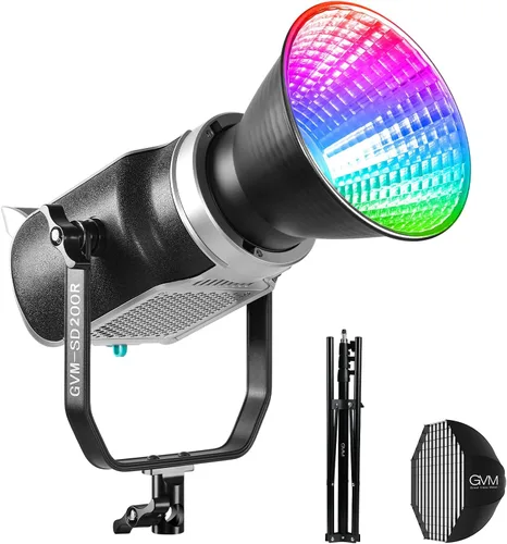Miniatura 10 de GVM - Kit de luz de video RGB de 200 W, luz de estudio LED bicolor con caja de luz de linterna de 26 pulgadas, iluminación de fotografía