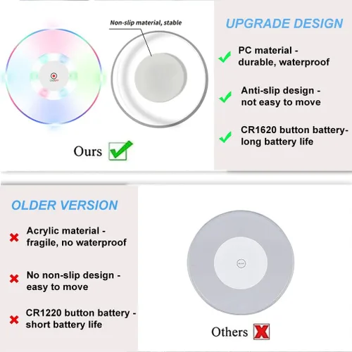 Miniatura 4 de 3 posavasos LED coloridos para cócteles, posavasos redondos ultrafinos con luces LED, posavasos luminosos, 3.9 pulgadas, antideslizantes e