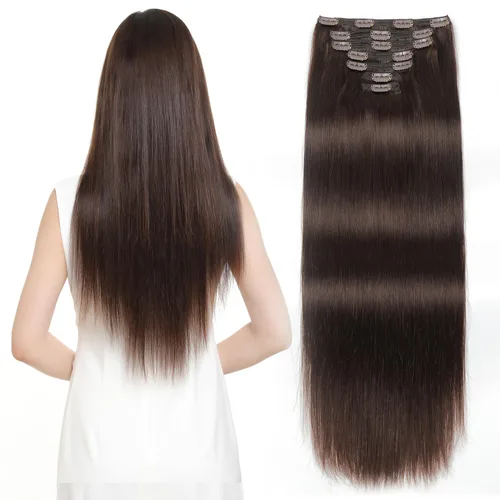 Miniatura 23 de Sisily - Extensiones de cabello con clip de cabello humano real, 30 cm 70 g, balayage de marrón chocolate a rubio, 100% cabello humano Remy