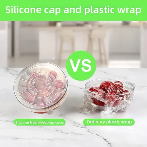 Miniatura 2 de Tapas elásticas reutilizables de silicona para almacenamiento de alimentos en el refrigerador, cubiertas redondas de silicona flexibles para tazones
