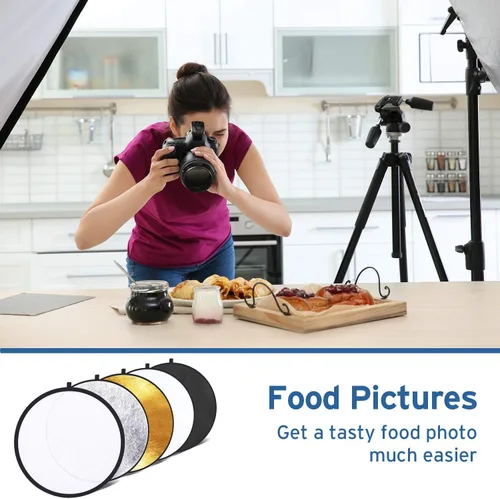 Miniatura 7 de Etekcity Reflector para fotografía de 24 pulgadas (60 cm) 5 en 1, reflectores de luz multidisco para fotografía, plegable con bolsa - Translúcido