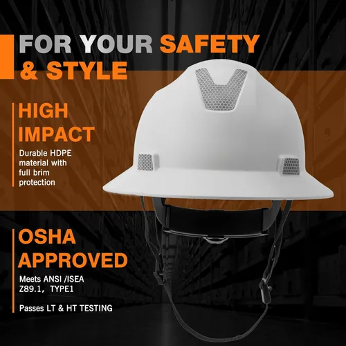 Miniatura 3 de Casco duro de ala completa LOHASTAR OSHA Aprobado por ANSI, casco de seguridad para trabajo de construcción, Cascos De Construcción, para hombres, 4