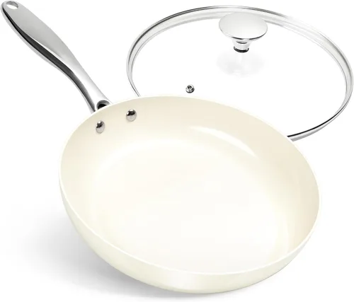 Miniatura 11 de MICHELANGELO Sartén grande con tapa, sartén de cerámica de 14 pulgadas con revestimiento antiadherente, sartén antiadherente saludable, compatible