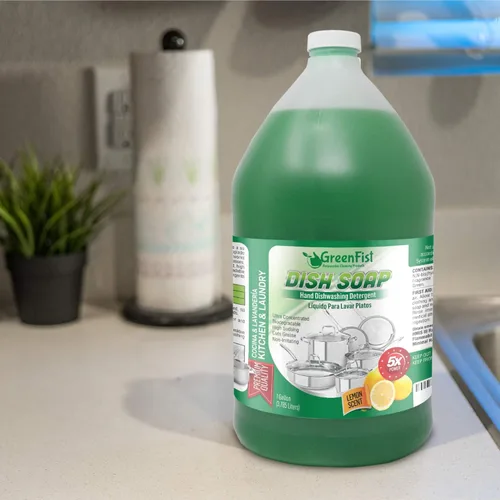 Miniatura 3 de GreenFist Jabón para platos profesional detergente líquido para ollas y sartenes, uso ligero o pesado (1 galón Unisoft) (1 galón verde)