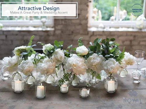 Miniatura 5 de Royal Imports Portavelas Colgante de Ostra Votiva Tealight de Vidrio para Boda, Cumpleaños, Vacaciones y Decoración del Hogar, Juego de 6