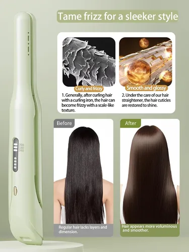 Miniatura 6 de Alisador y rizador de pelo inalámbrico 2 en 1, mini alisador de pelo de 3 temperaturas de 60 segundos, plancha plana de viaje portátil, aniónico