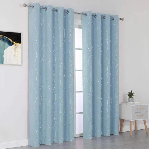 Miniatura 7 de SMILE WEAVER - Cortinas opacas azules para dormitorio de 72 pulgadas de largo, 2 paneles, diseño impreso, cortinas para oscurecer la habitación