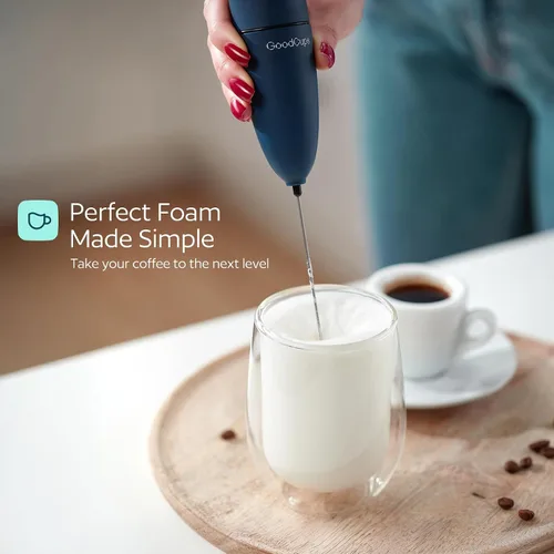 Miniatura 7 de Espumador de leche de mano - Varita eléctrica para hacer espuma con batidor de acero inoxidable - Mini mezclador a batería para café, matcha, lattes