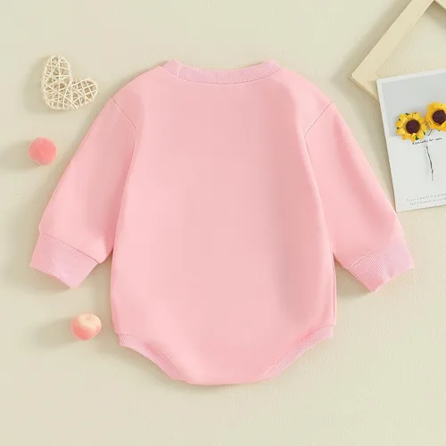 Miniatura 61 de SOLILOQUY Traje de manga larga con cuello redondo para el primer día de San Valentín para bebé niño y niña, mameluco de corazón de amor