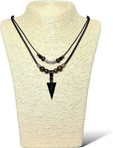 Miniatura 5 de Collar de doble capa con colgante de acero inoxidable para hombre, collar de cadena con colgante de punta de lanza fresca
