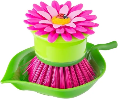 Miniatura 10 de Vigar Cepillo de Limpieza de Palmas con Flor para Platos con Soporte, Cepillos de Cocina Perfectos para Platos, Cepillo de Fregadero y Cepillos