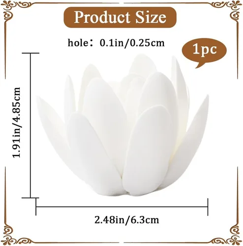 Miniatura 2 de GORGECRAFT Quemador de incienso de loto blanco de cerámica, cono, flor, incienso, soporte hecho a mano, pétalos de porcelana, base de bobina