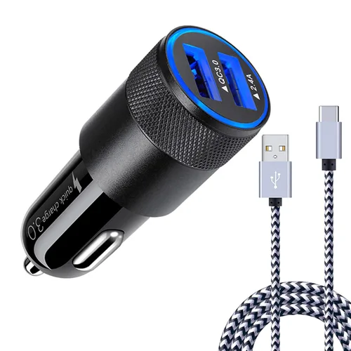 Miniatura 8 de [5.4A/30W] Cargador rápido de coche tipo C cable de 6 pies compatible con Moto G10 G9 G8 G7 Power Plus Play, Edge/G Power/Stylus/Razr/One 5G
