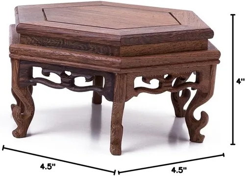 Miniatura 6 de Hermosa mano artesanal hexagonal palisandro oriental Fishbowl jarrón soporte 4.5