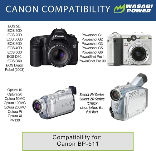 Miniatura 2 de Wasabi Power Batería para Canon BP-511, BP-511A, BP-512, BP-514