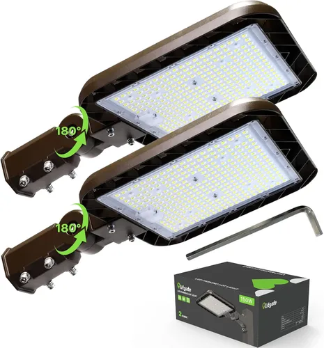 Miniatura 12 de Glitgate Luz LED de estacionamiento de 300 W, 45000 lm, 5000 K, ajustable, deslizante, montaje en luces de calle con fotocélula del atardecer al